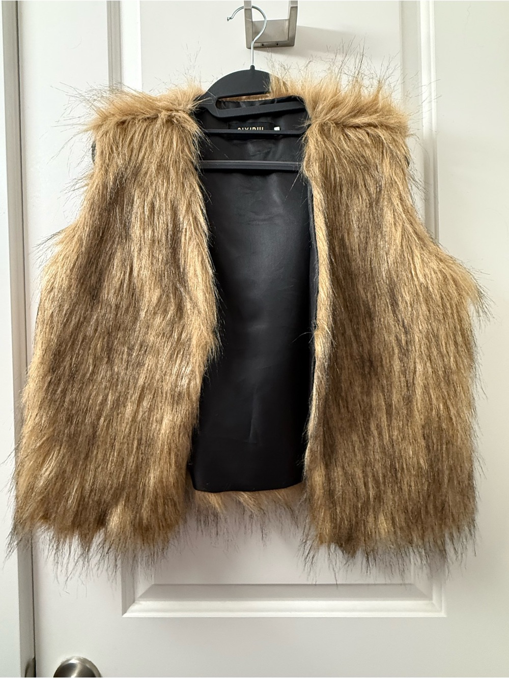 AIXIRUI Brown Tan Faux Fur Shaggy Vest Size Large